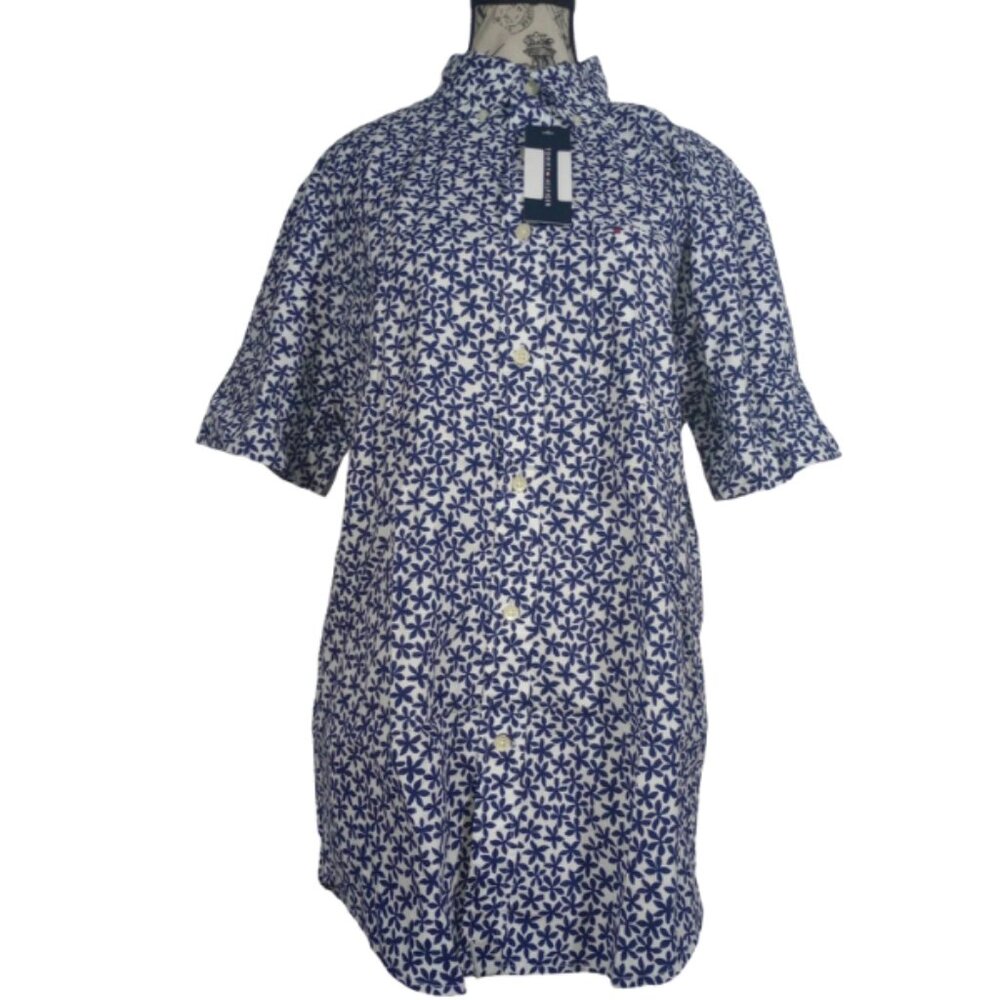 NWT Tommy Hilfiger Men's Floral Short Sleeve Button-Up Shirt – Size Medium